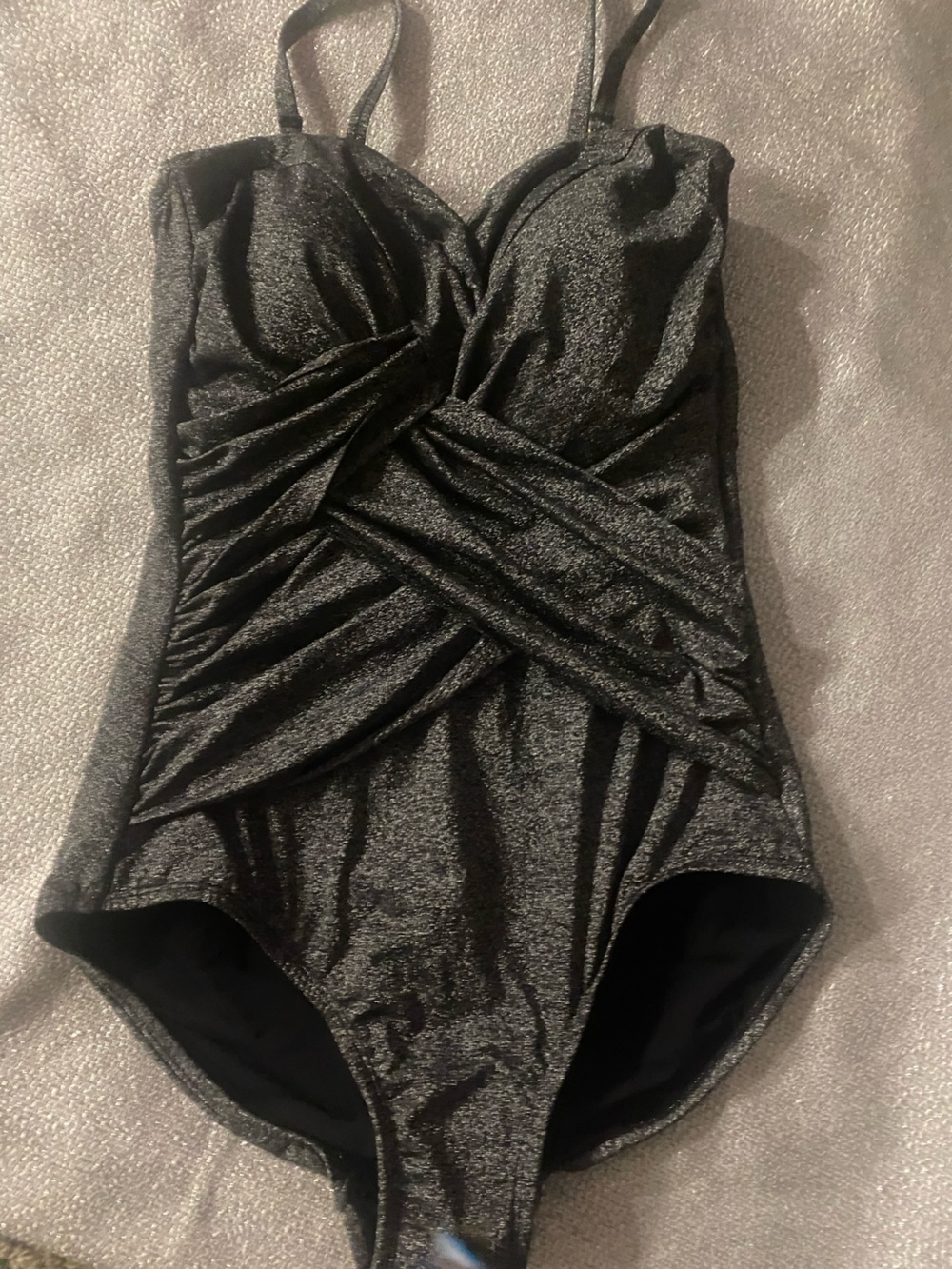 Lands' End Metallic Black One-Piece Swimsuit